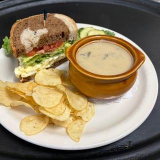 ½ Turkey, Corned Beef, Egg Salad, Or Baked Ham Sandwich & Crock of Soup