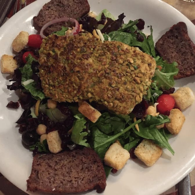 Pistachio Crusted Salmon Salad.