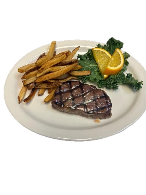 6 Oz. Sirloin Steak & Fries.