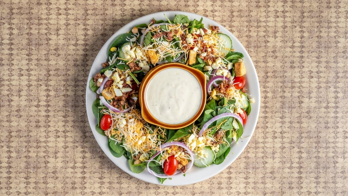 Crock of Soup and Spinach Salad.