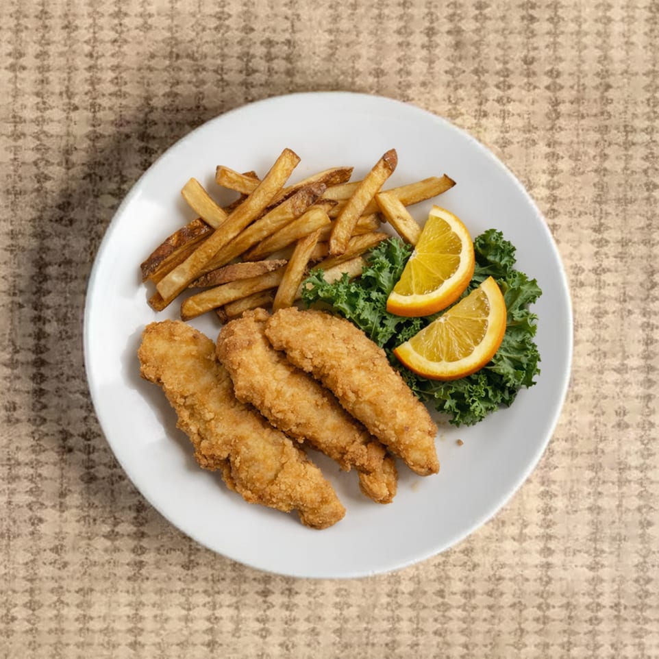Kids Chicken Fingers with Fries.