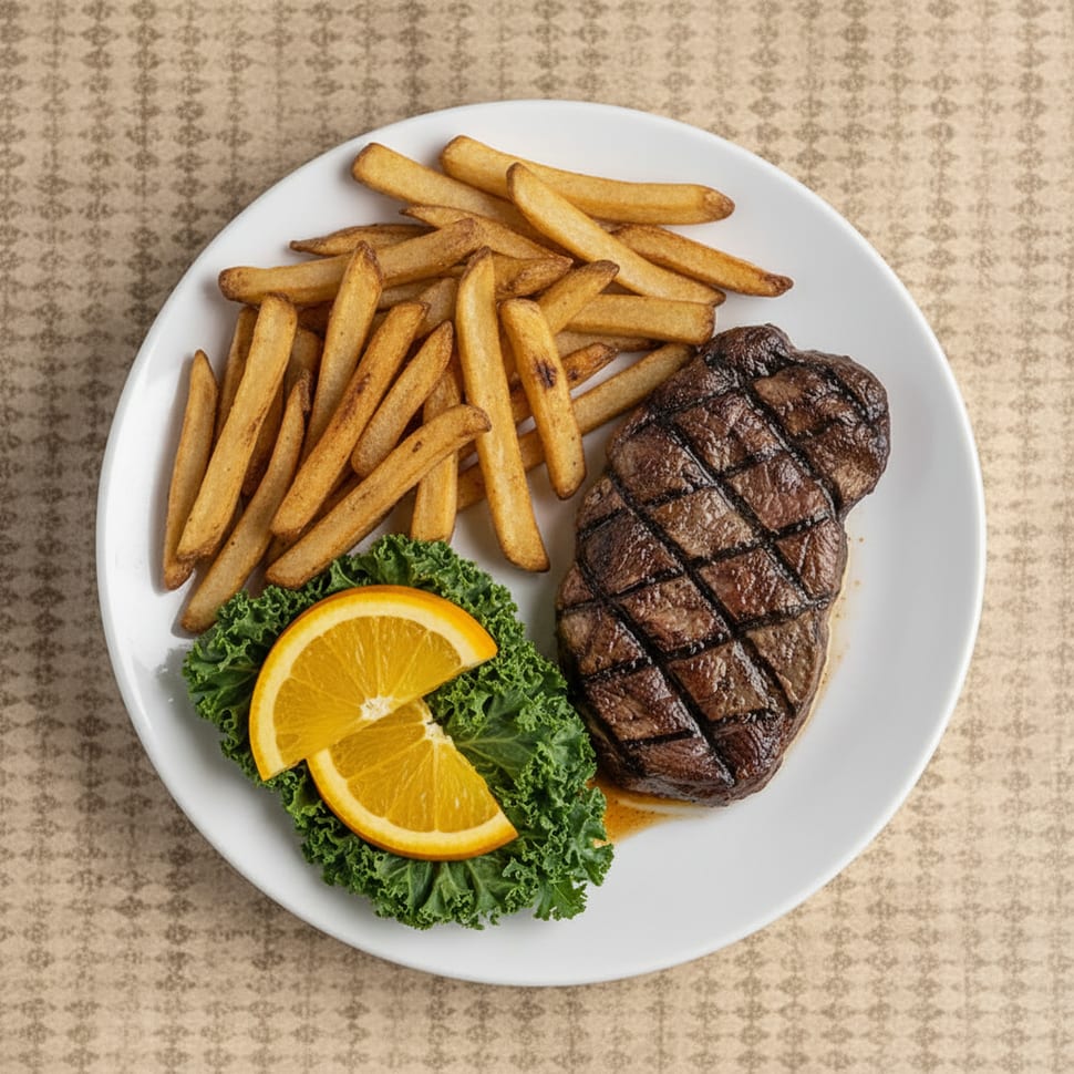 Kids 6 Oz. Sirloin Steak & Fries.